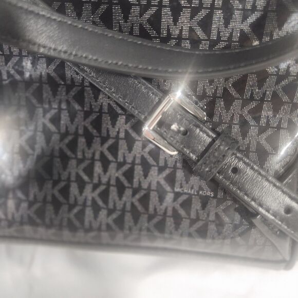 Michael Kors Black Signature Glossy XS Rhea Convertible Backpack Crossbody Bag main image 4